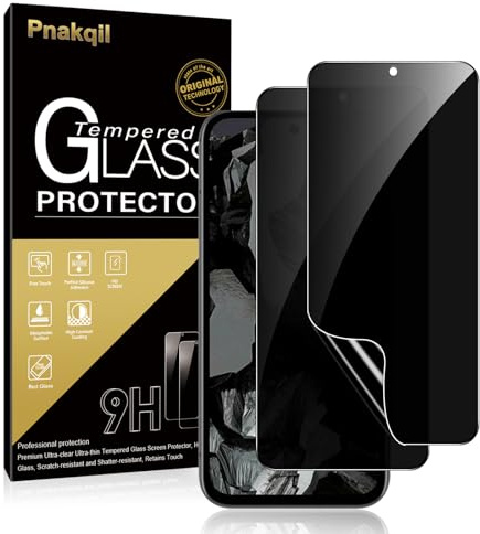Pnakqil Protector pantalla privacidad para Google Pixel 8a,2 Piezas TPU Cristal Vidrio Templado Antiespia, HD Anti Arañazos Sin Burbujas Película Protectora para Google Pixel 8a 6,1