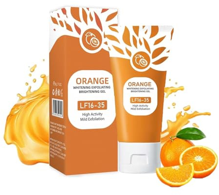 Orange Exfoliating Gel, Natürliche Peeling Gesicht, Brightening Exfoliating für Damen, Porenreiniger Gesicht, Verfeinert das Hautbild und wikt Scrub gegen Unreinheiten Rötungen (1 stc, Orange)