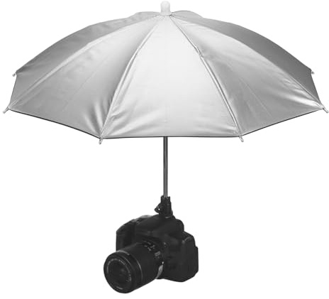 PATIKIL Camera Umbrella, 2 Pack 50cm Sunshade Camera Hot Shoe Umbrella Protector Waterproof Rain Cover Protector for Nikon, Silver