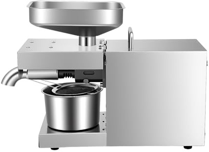 Loobiiny öLpressmaschine Automatische,600w Elektrische öLmüHle,Heiß Und Kaltpressung,Edelstahl öLpresse Mit Filter Und öLauffangschale,öLextraktor