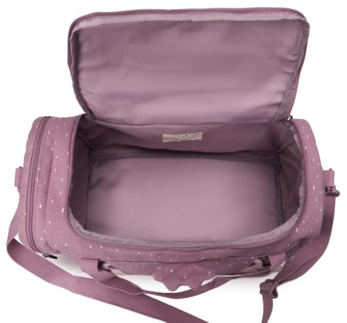 Trixie Kindersportbeutel mit Reißverschlusstasche, 42x20x24 cm, 100% recycelte Baumwolle, wasserabweisend, mit Schultergurt, ab 3 Jahren, Tasche Kinder Kindergarten, Schule (Mrs. Peacock)