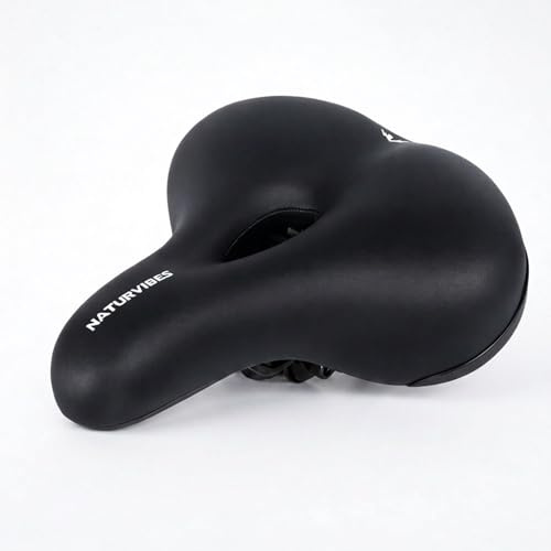 NaturVibes® Fahrradsattel Komfort – High-Tech Gel & Stoßdämpfung I Ergonomischer breiter Fahrradsattel für Damen & Herren I Wasserdicht & Atmungsaktiv I Extra Polsterung für City, Trekking & E-Bike