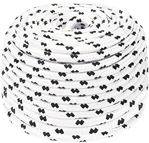 Kaloriko Corde de Bateau tressée Blanche 6 mm x 100 m en Polyester, drisse résistante aux UV et à l’Abrasion, pour Marine, remorquage, arrimage, Fixation, Chantier et Bricolage Durable