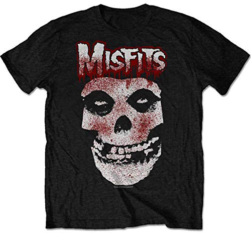 T-Shirt # L Black Unisex # Blood Drip Skull