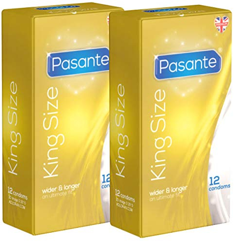 Pasante King Size, extra große XXL Kondome mit 60 mm Breite und 205 mm Länge – ideal für Männer, die mehr Platz benötigen, 2 x 12 Stück (24 Stück)
