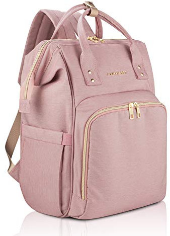 AMILLIARDI Sac à dos à langer - Rose clair - Sac à langer en polyester résistant à l'eau - Sangles de poussette amovibles - Élégant et spacieux pour bébé fille - Sac à langer de voyage Bulto