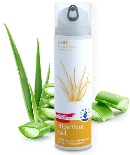 HELFE® Aloe Vera Gel 100% rein (195 ml) sanfte Feuchtigkeitspflege für Gesicht, Haar und Körper, ideal bei trockener Haut und als After Sun Pflege, ebenso bei Hautirritationen, Insektenstichen, Rasur