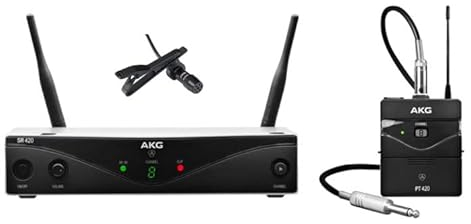 AKG WMS420 Presenter Set Band M (Funksystem für Gitarre, Bass & Instrumente mit Diversity Empfänger & 2 abnehmbaren Antennen, Presenter Bundle inkl. Lavalier-Mikrofon zum anstecken)