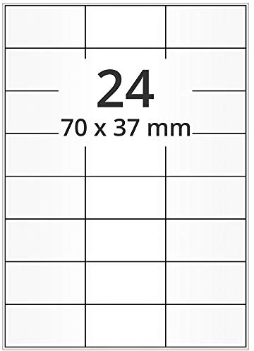Laser-Etiketten auf A4 Bogen, weiß - 70 x 37 mm - 12.000 Papier Aufkleber auf 500 Blatt, selbstklebende Universal Klebeetiketten