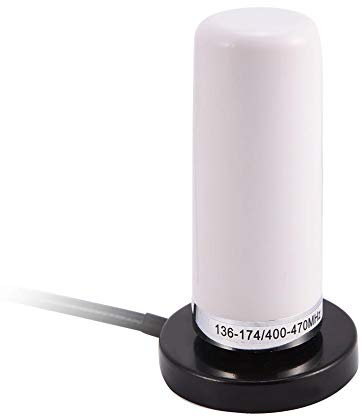 Antenne Radio Mobile pour véhicule à Double Bande VHF/UHF avec câble de Support de Base à Montage magnétique(Blanc)