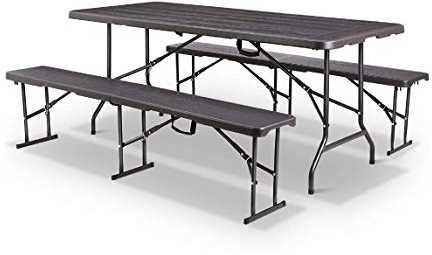 MaxxGarden Lounge Gartenmöbel Set Gunstig - Terrassenmöbel Mit 1 Tish und 2 Bänken - Gartenlounge Set - Garten Sitzgruppe - Zusammenklappbar & Wasserdicht - 180x75x74cm - Mit Stahlrahmen - Schwarz