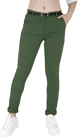 JOPHY & CO. Pantalone Donna Chino Tinta Unita (cod. 3008) (Verde Militare, S)