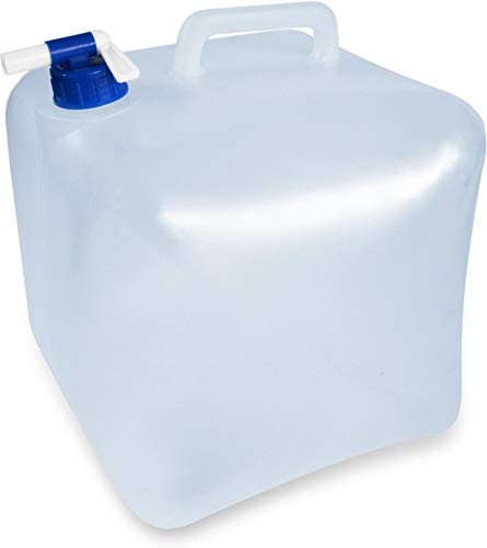 Faltbarer Trink-Wasserkanister Falteimer Wasserbehälter mit Hahn für Camping, Outdoor oder Notvorrat 5-25 Liter Farbe 15 Liter Größe Transparent