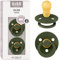 BIBS Colour Schnuller 2er-Pack, BPA-frei, Kirschform Nippel. Naturkautschuk/Latex, Hergestellt in Dänemark, Größe 3 (18+ Monate), Hunter Green