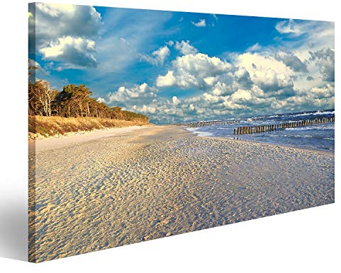 islandburner Bild auf Leinwand Ostseestrand mit Dünen und Meer Bilder Drucke Bilder Wandbild Wanddekoration