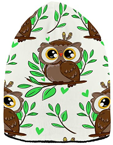 YOUJUNER Beanie-Mütze süße Eulen-Vogel-Muster Winter Mütze für Herren und Damen, Warme Beanie Knit Cuffed Weiche Cuffed Hat Unisex-Mütze Watch Thermo Strickmütze Laufmützen Sportmütze