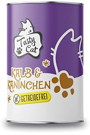 Tasty Cat Nassfutter für Katzen Kalb & Kaninchen 6 x 400g. | getreidefrei | zuckerfrei