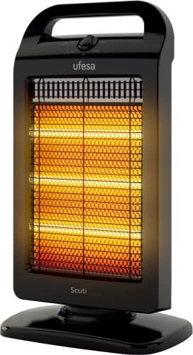 Ufesa Scuti , Chauffage Halogène, 3 Niveaux de Puissance, 1200W, Oscilant, Commutateur de sécurité, Chauffage d'appoint