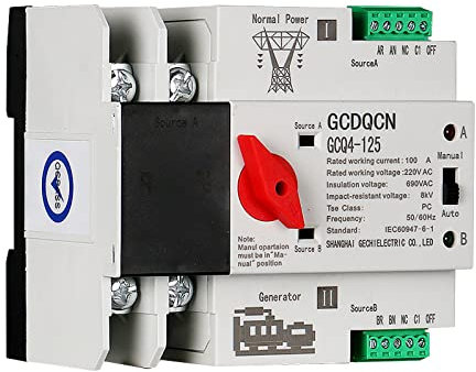 Auveach Interruptor de transferencia automática 2P 100A PC 230V doble alimentación ATS interruptor automático alimentación emergencia