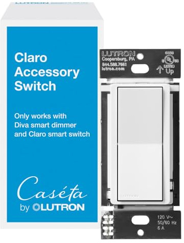 Lutron Smart Lighting Casetta Smart Lighting, interruttore intelligente per l'uso con Dimmer Smart Dimmer/Clear Smart Switch, funziona con Alexa, Apple Homekit, Google Home (Hub Required), DVRF-AS-WH,