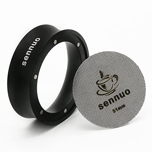 Kaffee Dosierring 51mm & 51mm Puck Screen, Aluminium Metall Espresso Trichter Genauen Befüllen des Kaffeepulvers mit Wiederverwendbar 1.7mm Dicke 150μm Espresso Puck Screen 316L für 51mm Siebträger