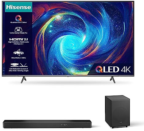 Hisense 4K 144Hz QLED TV E7K PRO and AX3120G with 3.1.2 Surround Sound and Dolby Atmos&DTS Virtual X