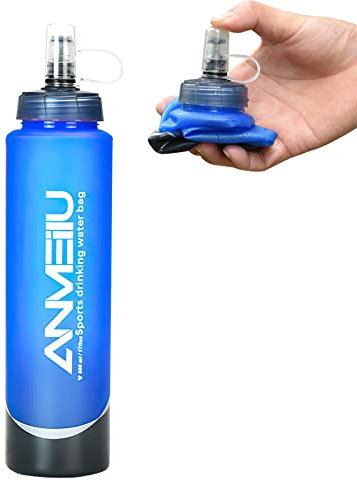 KinMokusei Borraccia pieghevole in TPU, Soft Flask, bottiglia d'acqua senza BPA, per zaino, bicicletta, trekking, jogging, campeggio e arrampicata (750 ml)