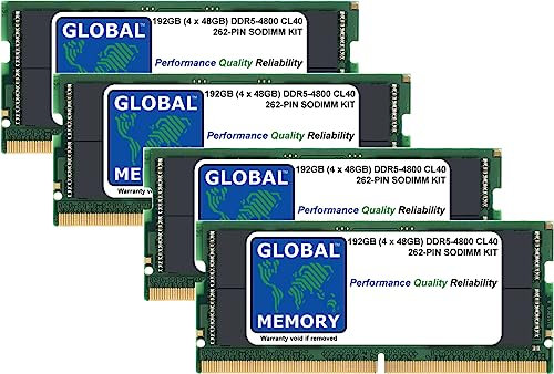 192GB (4 x 48GB) DDR5 4800MHz PC5-38400 262-PIN SODIMM MEMORY RAM KIT COMPATIBLE WITH LAPTOPS/NOTEBOOKS