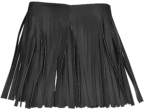 QUARKZMAN 1 Yard 6 Kunstleder Fransen Besatzmen Doppelseitig Leder Nähen Quaste Fringe für Basteln Nähen Kleid Kunsthandwerk Rock Dekoration Schwarz