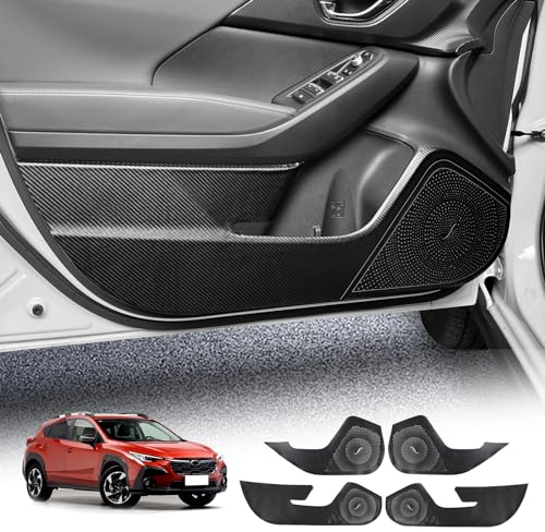 KUNGKIC Auto Tür Anti Kick Pad Compatible with 2023 2024 2025 Subaru Crosstrek Schützende Aufkleber Innenraumaufkleber Zubehör Selbstklebende Seitenkante 4PCS Kohlefaser-Muster