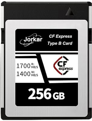 Jorkar 256GB CFexpress Type B Memory Card for Cameras Nikon Z6 II/Z7 II/Z6/Z7/Z9/D6/D5/D850/D500, for Canon EOS-1DX/C300/C500/R5 R5C R3, for Panaso GH6/S1/S1R/S1K, DJI Ronin 4D
