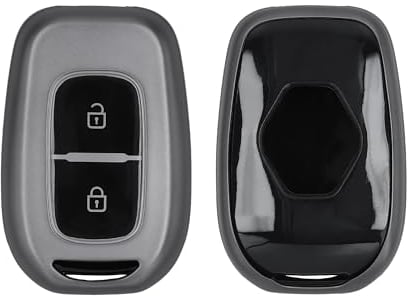 kwmobile Key Cover Compatible with Renault Dacia 2 Button Remote Control Car Key - Soft TPU Car Key Fob Protector Case - Black Matte/Black