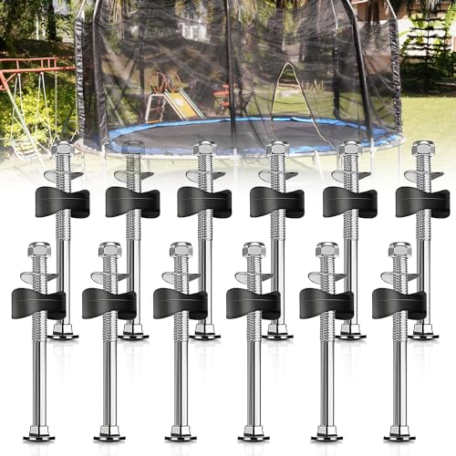 WIYETY Lot de 12 Vis de Trampoline: Vis de Rechange Accessoires de Trampoline Fixation pour Grand Trampoline et Petit Entretoises de Trampoline Fixation du Trampoline Accessoires de Fixation (Argent)