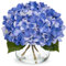 Oairse Hydrangea Artificial Flowers with Vase Silk Faux Hydrangea Flower in Glass Vase with Faux Water Flower Blue Fake Flora Arrangement for Home Office Living Room Wedding Table Centerpiece Decor