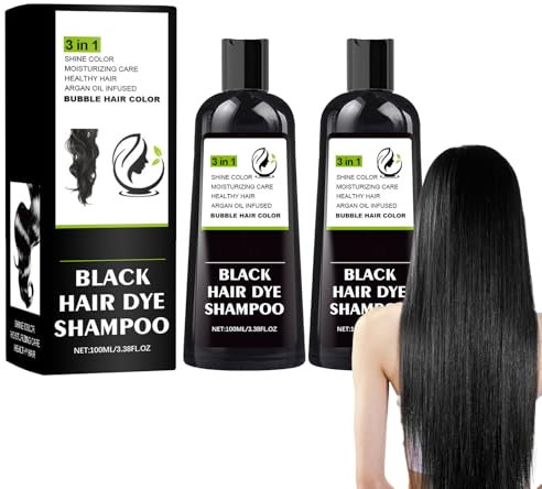 Shampoo Centella 2pc Schwarz Haarfärbeshampoo,Natürliche Schwarze Haarfarbe Shampoo 3 In 1,Instant Hair Shampoo,Haarfarbe Shampoo Für Graues Haar,Instant Black Hair Shampoo-100ML*2