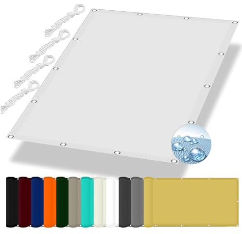 Toldo Parasol Lona Protector Solar 1.6 x 2.5 m Impermeable Protección UV a Prueba de Viento Toldo Vela de Sombra Rectangular con Ojales y Cuerdas de Fijación para Patio, Pérgola, Blanco