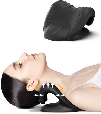 BETOVIN Nacken-und Schulter-Relaxer, Cloudy Neck Nackenstrecker zur Nackendehnung Orthopädisch, Halswirbelsäule Traktion Gerät zu Lindern Hals und Schulter Müdigkeit und Schmerzen, Schwarz