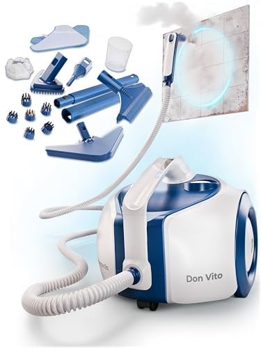Primavella Dampfreiniger (Don Vito) - Leistungsstarker Steam Cleaner für Boden, Polstermöbel & Bad – Reiniger Dampf mit 3,5 Bar - 16x Zubehör für Fugen & Sofa – Vielseitige Dampfmaschine
