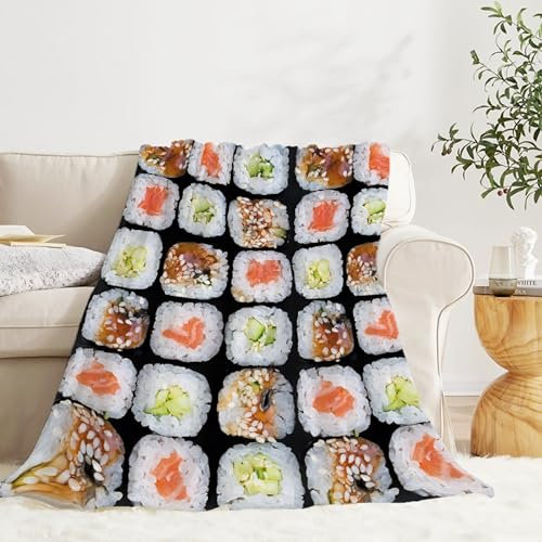 Darani Essens-Sushi-Decke, superweich, lustig, warm und leicht, weiche Flanelldecken, 152 x 127 cm, Größe M für Jugendbettdecke