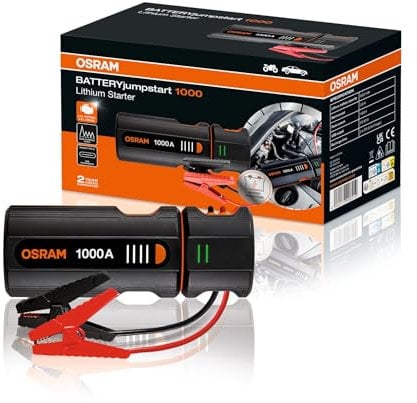 OSRAM BATTERYjumpstart 1000, power bank per avviamento di emergenza, avviatore di emergenza al litio, per veicoli a 12 V con motori benzina fino a 5,0 litri e diesel 2,0 litri