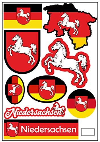 Daged Niedersachsen Flaggen Fahne Set 9 Stück Aufkleber selbstklebend Sticker BL