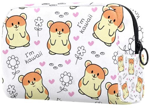 Trousse de maquillage mignonne avec fermeture éclair - Motif hamster I'm Kawaii, multicolore, 18.5x7.5x13cm/7.3x3x5.1in, Trousse de toilette