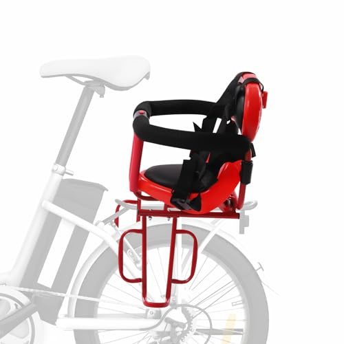 HINOPY - Kinderfahrradsitz, Kindersitz Fahrrad Hinten Sicherheits-Kindersitz Fahrradkindersitze mit Pedal, Armlehne und Sicherheitsbügel - bis 30 kg für Familienräder, Citybikes, Mountainbikes (Rot)