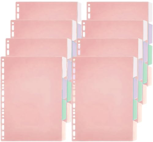 SUPERFINDINGS 8 Sets B5 Register Binder Teiler 32 Blatt Binder Teiler Mit Laschen vertikale Ring 25.7x19.4cm Kunststoff Teiler Mattierter Register Teiler Für Tagebücher Planer Und Notizbuch