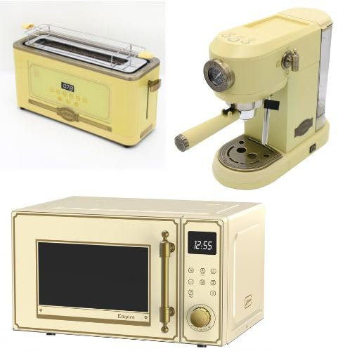 Kaiser Empire M 2530 Elfem - Forno a microonde 25 l, con griglia ad aria calda, 25 funzioni + tostapane retrò T 4000 Elfem, 6 livelli di tostapane + macchina da caffè Kaiser KA 2005 ElfEm Empire