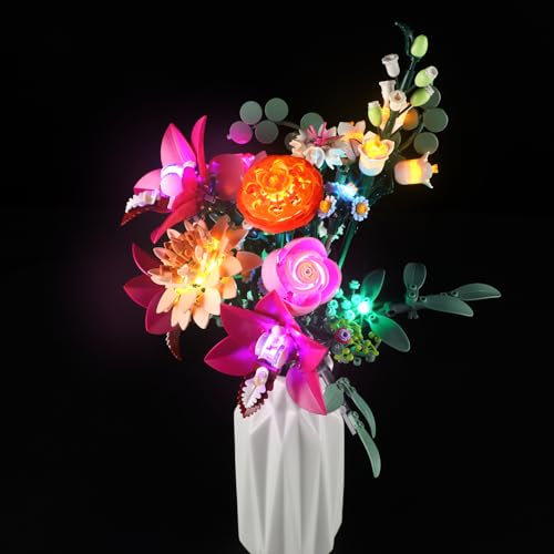 MENZAVA Kit d'éclairage LED Compatible avec Lego 10342 Le Joli Bouquet de Fleurs Roses Botanical Collection - Jeu de lumière LED pour Modèle de Blocs de Construction (Modèle Non Inclus)