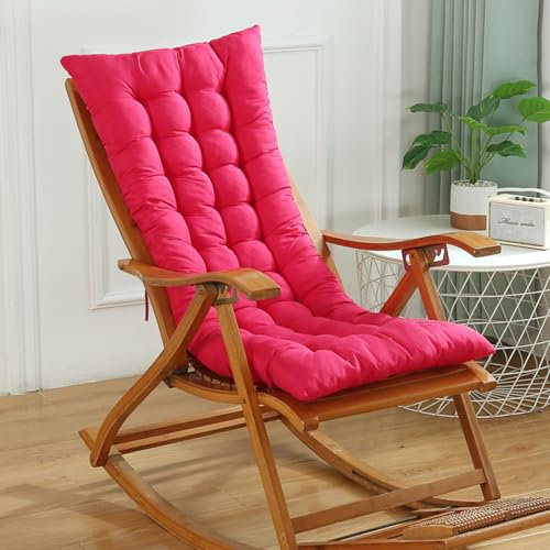 Generisch Hochlehner Auflagen 8cm, Gartenstuhlauflagen Hochlehner 120x50 Mit Bändern, Bequeme Sitzauflagen Gartenmöbel, Stuhlauflage Sitzkissen Indoor Outdoor Rückenlehne Auflage,Rose red