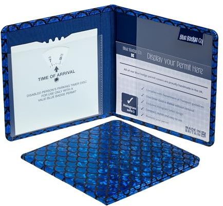 Blue Badge Disabled Holder Parking Permit Wallet in Holographic Scales | Hologram-Safe UK Made Wallet, Disabled Parking Permit Cover Holder Includes Timer Clock, Disabled Badge Holder for Car