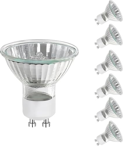 Trubuyware GU10 Halogen leuchtmittel 35 Watt, GU10 35W 230V Halogenstrahler Dimmbar, 2700K Warmweiß Halogen Spot Glühbirnen für Deckenbeleuchtung, 6 Stück