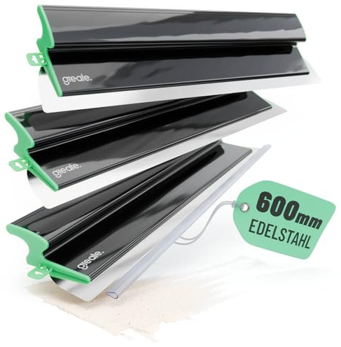 greate 3x Flächenspachtel 600mm mit ergonomischem Griff - Glättspachtel für ansatzfreies Spachteln - Flächenglätter für Trockenbau - Spachtelwerkzeuge, Federspachtel, Z Spachtel Glätter